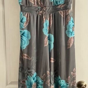 G by Giuliana Striped Jumpsuit in Gray and Teal